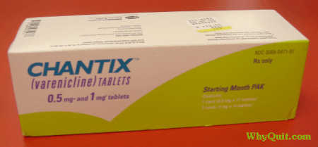 What the prescription Chantix or varenicline box looks like when you buy or purchase it. If you are going to purchase Chantix search the Internet as the price may be cheaper than in your local pharmacy